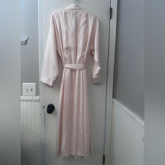 Oscar de la Renta L Pink Label Robe & Nightgown Set Satin Floral Jacquard - Picture 6 of 13